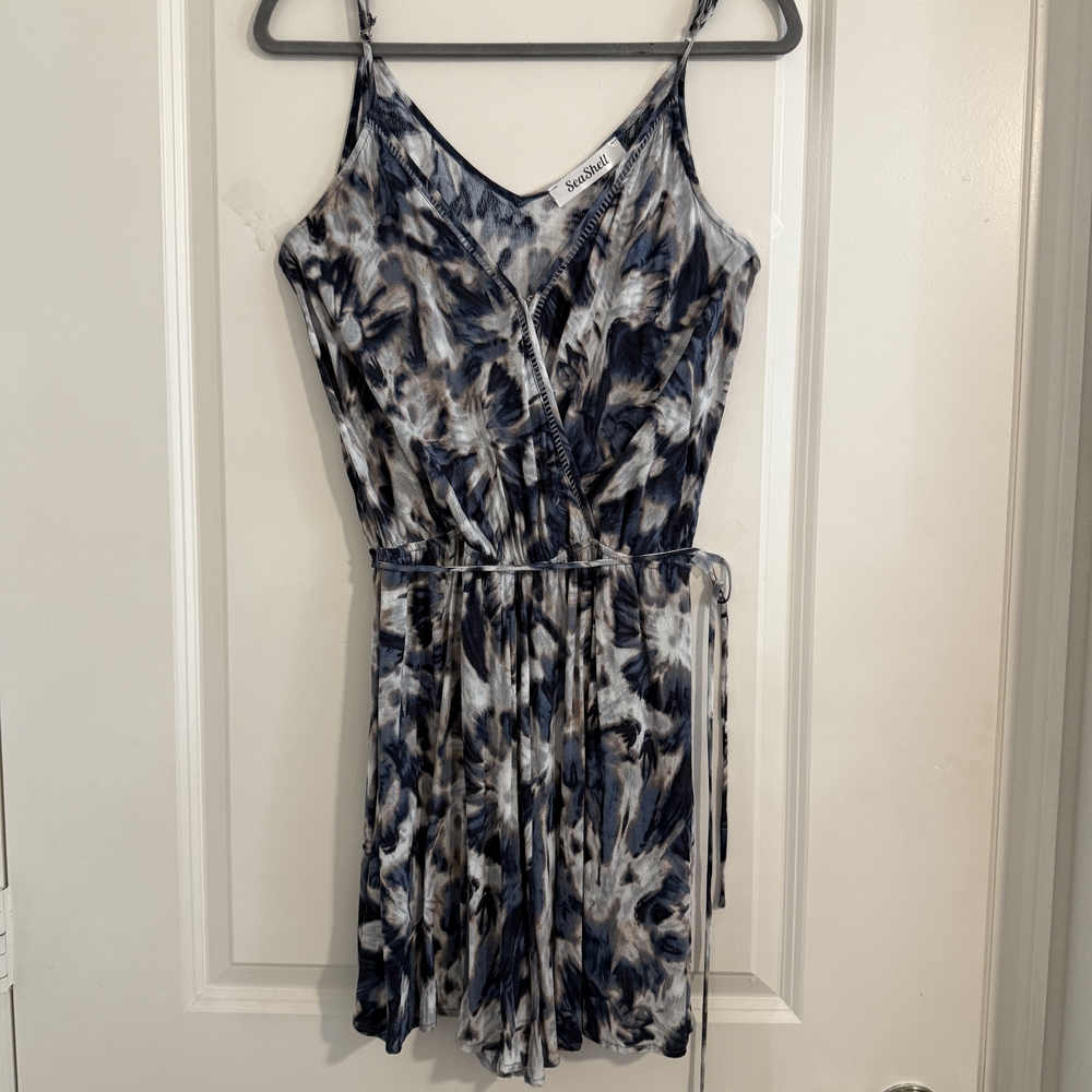 Romper Blue, Gray and Tan